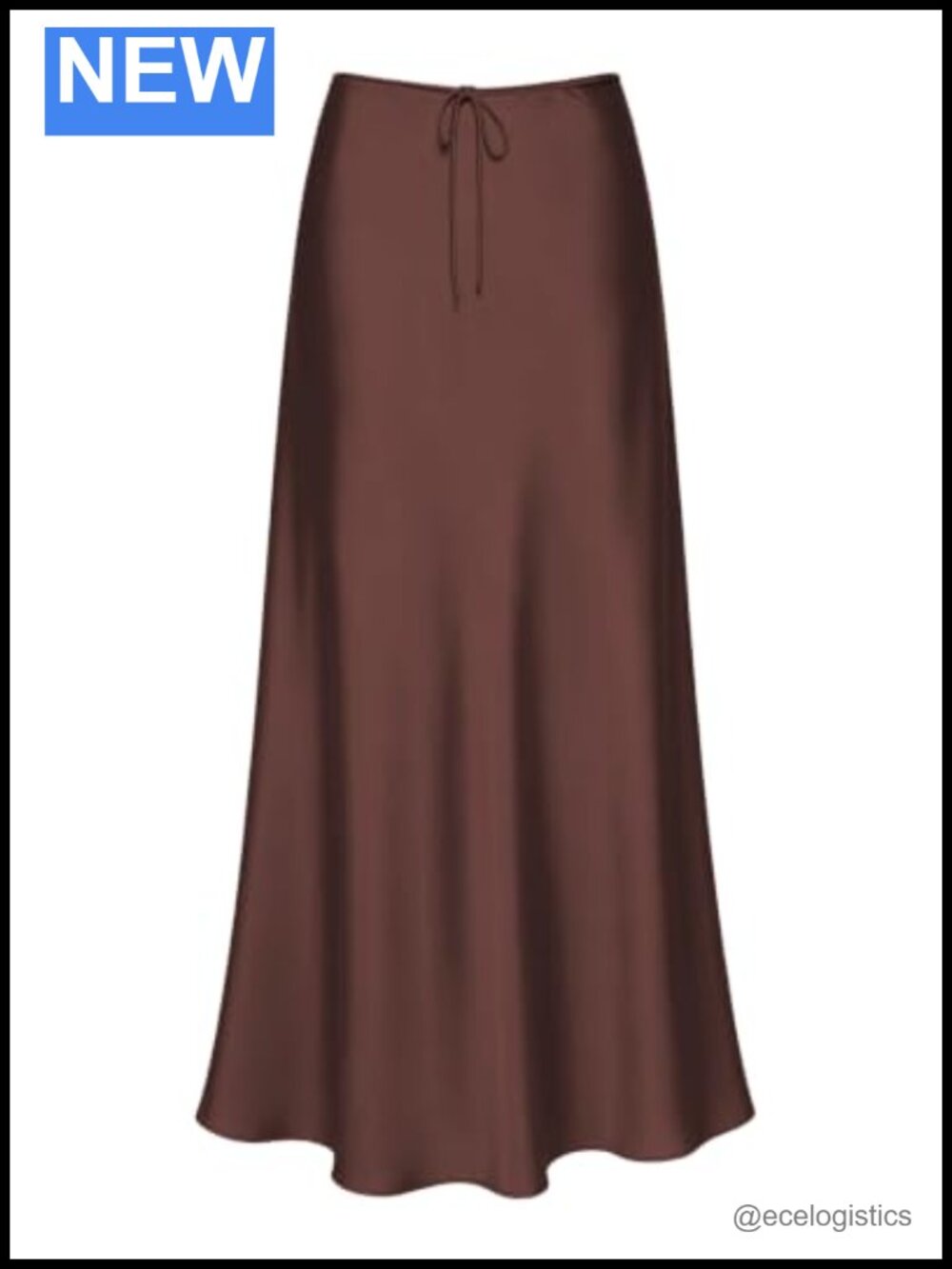 Flowy High Waisted Satin Maxi Skirt with Drawstring